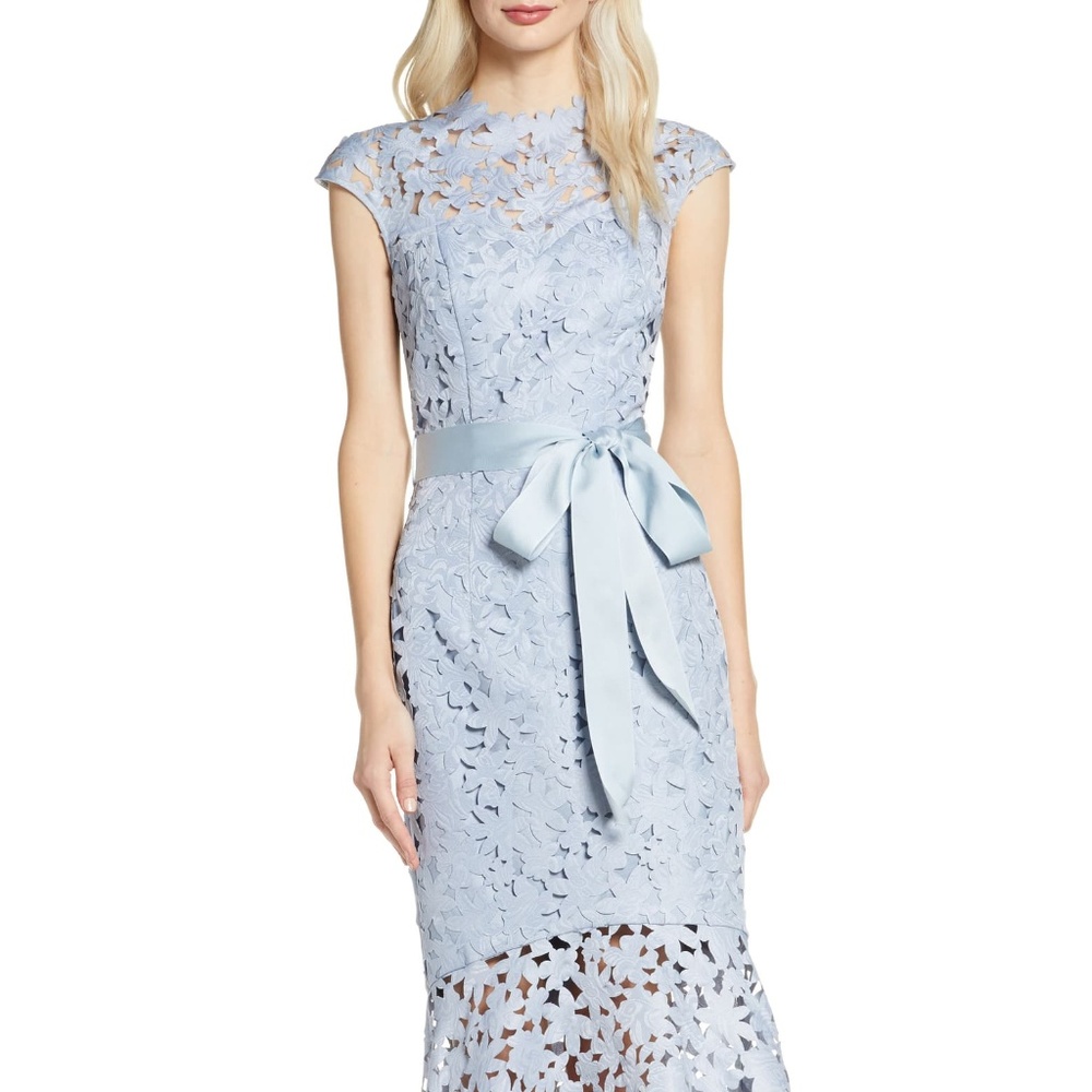 Chi Chi London Willa High/Low Laser Cut Lace Gown